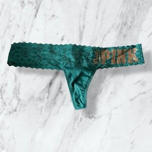 Victoria's Secret PINK Teal Lace Thong, size S